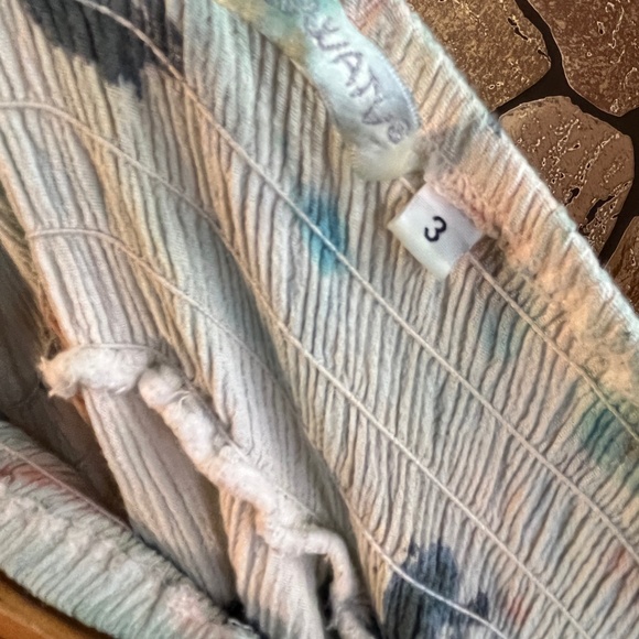 Hand Tie Dye cotton smocked textured soft beach pants wide leg 1 of a kind - Picture 8 of 9